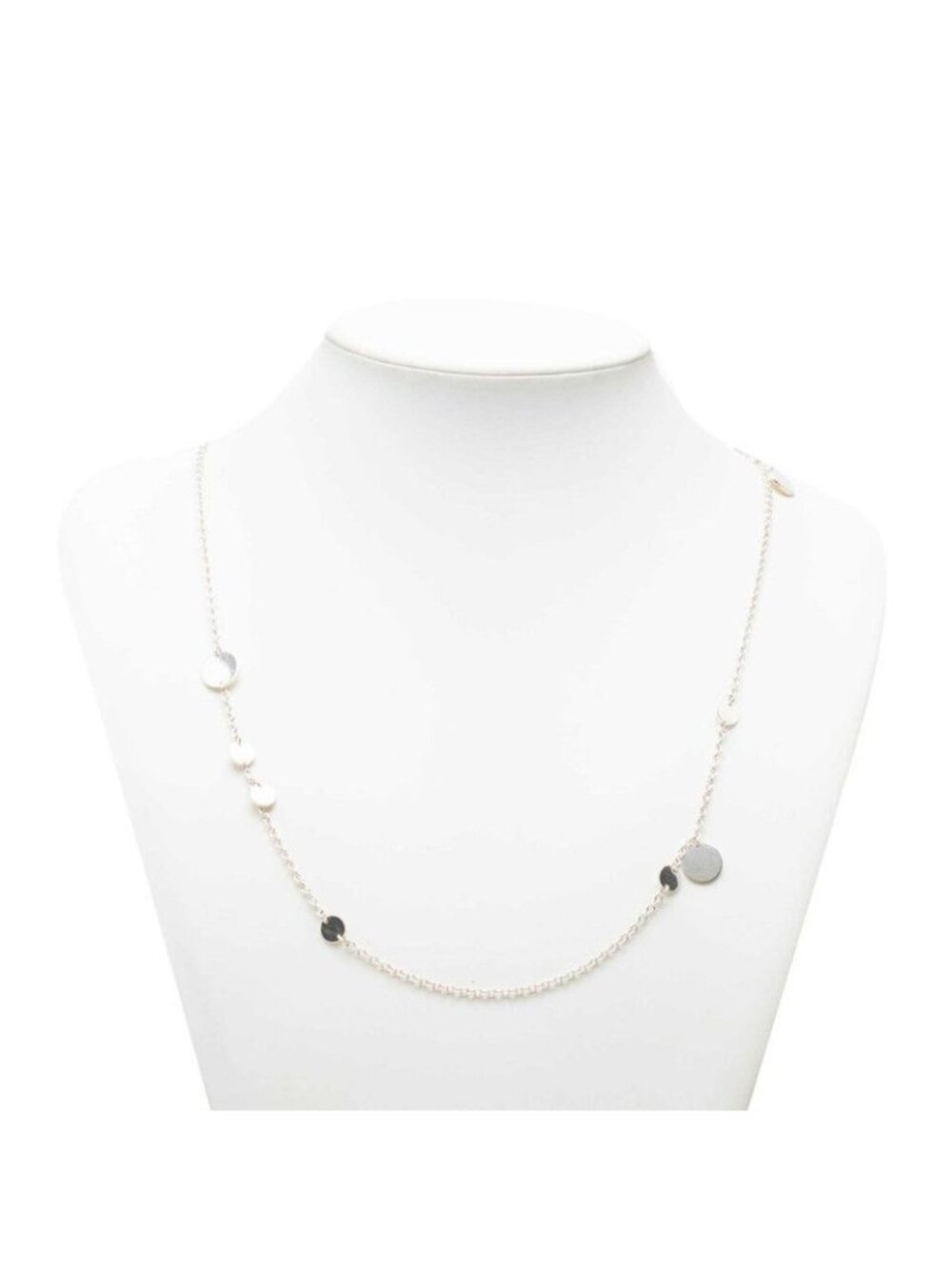 Hermes Confetti Sellier Chain Long Necklace 18K Pink Gold Silver